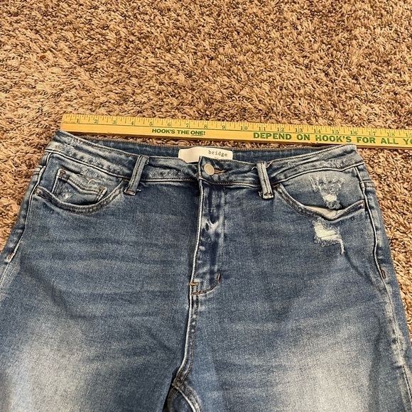 Bridge by gly high rise flare distressed raw hem bell bottom jeans - Picture 8 of 9